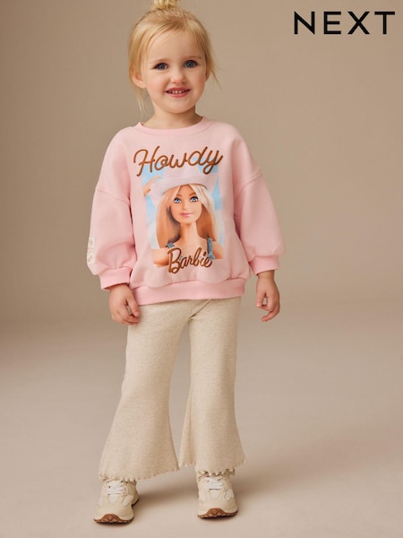 Pink/Cream Barbie Crew Sweatshirt and Flared Leggings Set (3mths-7yrs) (E53932) | €27 - €32