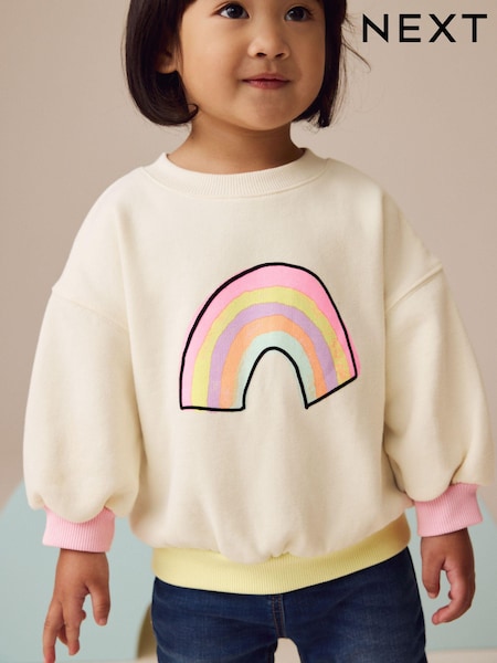 Cream Rainbow Sweatshirt (3mths-7yrs) (E53958) | AED51 - AED61
