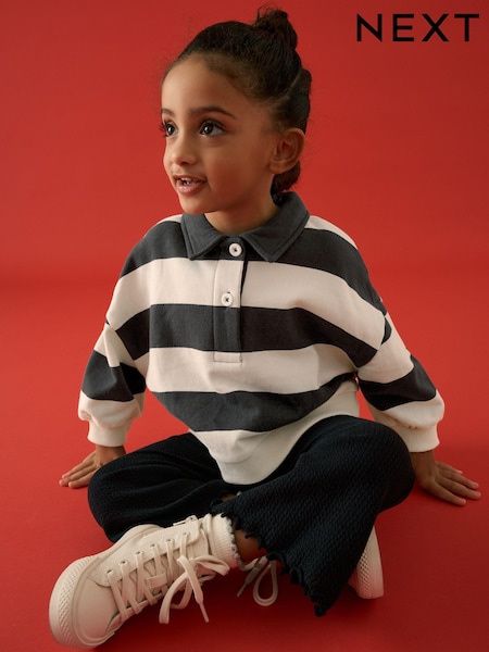 Black Stripe Rugby 100% Cotton Top (3mths-7yrs) (E53963) | AED33 - AED39