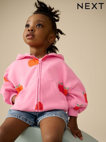Pink Apple Print Hoodie (3mths-7yrs) (E53968) | BGN 39 - BGN 45