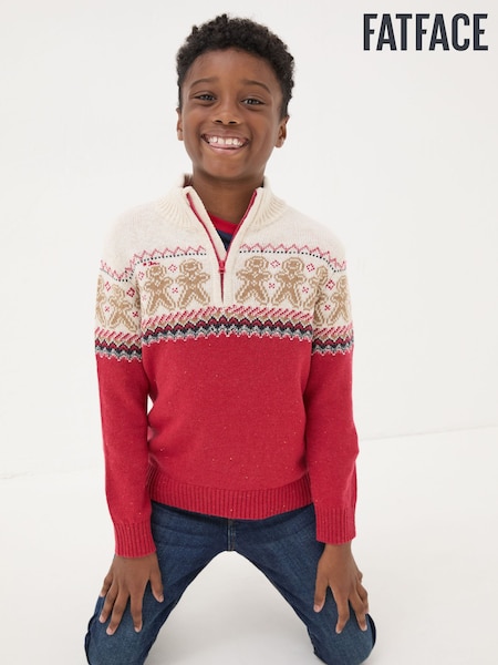 Red Gingerbread Fairisle Pattern Jumper (E53978) | €21
