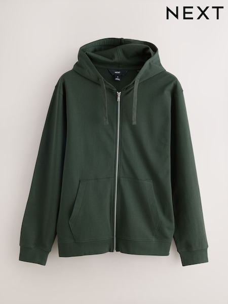Khaki Green 100% Cotton Lightweight Zip Up Hoodie (E53994) | $33