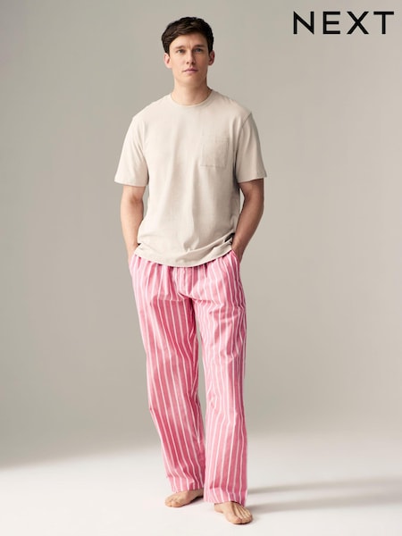 Red Stripe Woven 100% Cotton Pyjamas Set (E53995) | AED91