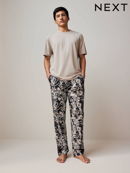 Navy Blue Kew Gardens Modal Supersoft Short Sleeve Pyjama Set (E53997) | 168 QAR