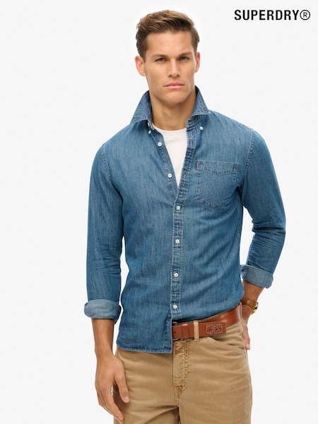 Superdry Blue Essentials Long Sleeve Denim Shirt (E54006) | €68