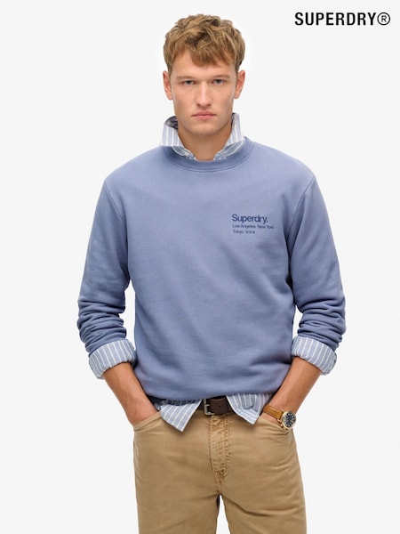 Superdry Blue Coro Logo City Crew Neck Sweatshirt (E54032) | 136 QAR