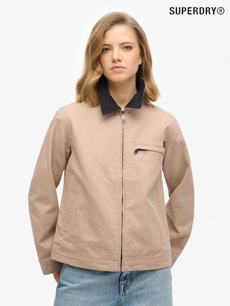 Superdry Brown 100% Cotton Corduroy Collar Ranch Jacket (E54034) | €115