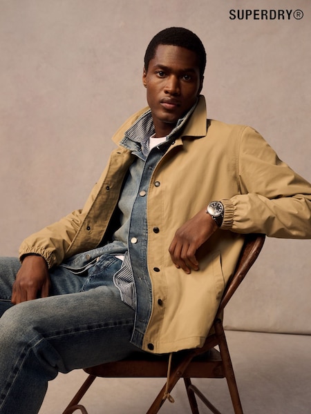 Superdry Brown Surplus Otto Coach 100% Cotton Jacket (E54041) | 173 QAR