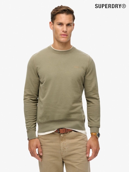Superdry Light Khaki Green 100% Cotton Classic Essential Sweatshirt (E54049) | R$ 445