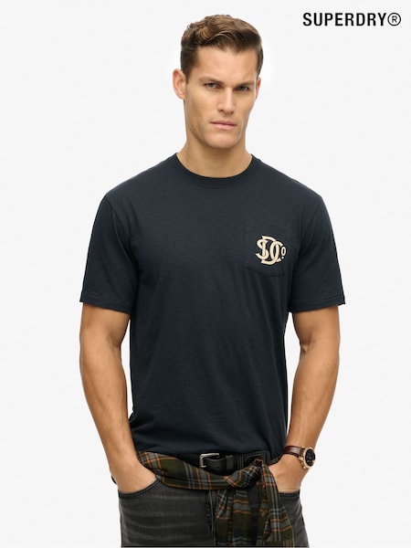 Superdry Blue Merchant Graphic Loose Fit 100% Cotton T-Shirt (E54052) | 148 QAR
