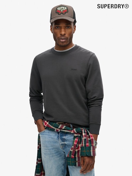 שחור מכובס - Superdry 100% Cotton Classic Essential Sweatshirt (E54055) | ‏226‏₪
