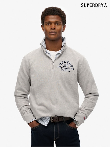 Superdry Grey Marl Athletic Essential Loose Fit Half Zip SweatShirt (E54060) | R$ 545