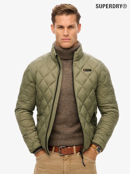 Superdry Dusty Olive Green Diamond Quilt Fuji Lite Slim Fit Jacket (E54068) | kr1 522