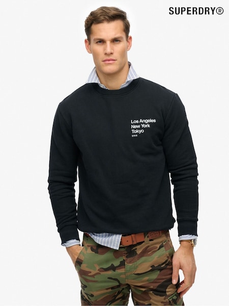 Superdry Black Coro Logo City Crew Neck Sweatshirt (E54072) | €80