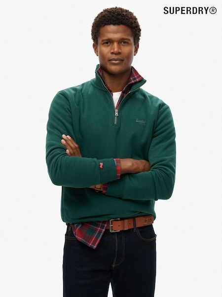 Superdry Dark Pine Green Essential Logo Slim Fit Half Zip (E54076) | R$ 495