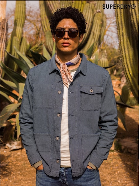 Superdry Indigo Stripe Merchant Stripe Worker 100% Cotton Jacket (E54080) | R$ 840