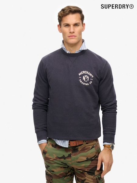 Superdry French Navy Merchant Relaxed Sweatshirt (E54083) | R$ 495