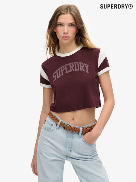 Rojo Port - Superdry Athletic Graphic Ringer 100% Cotton T-Shirt (E54086) | 36 €