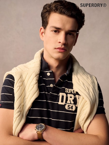 Superdry Blue Vintage Athletic Jersey Slim Fit Polo Shirt (E54092) | R$ 395