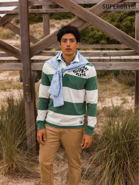 Verde - Superdry Vintage Athletic Relaxed Rugby Cămăși (E54095) | 372 LEI