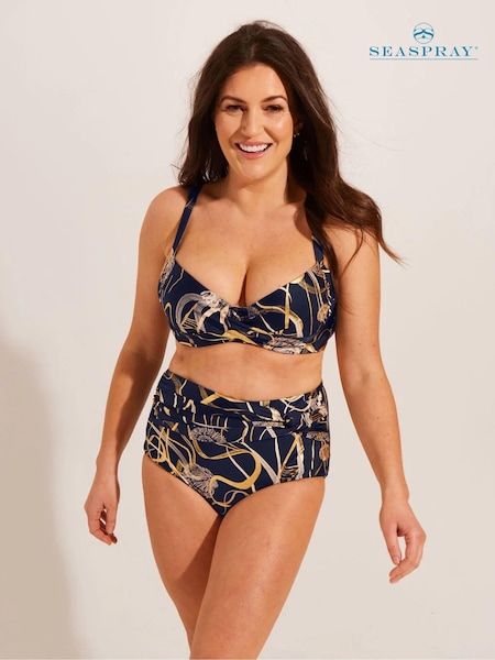 Seaspray Laguna Shell Foil High Waisted Twist Front Black Briefs (E54252) | €50