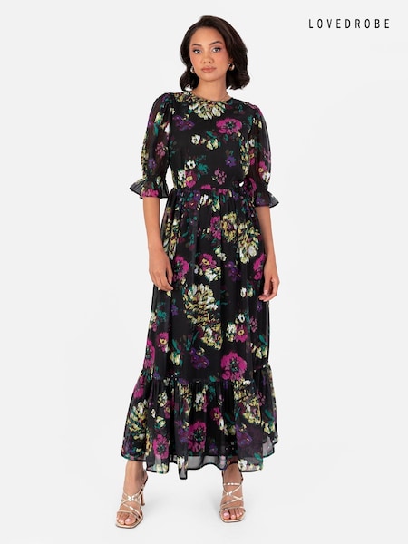 Lovedrobe Puff Sleeve Midaxi Black Dress (E54294) | 43 €