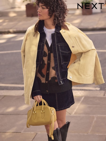 Yellow Leather Mini Bowler Bag (E54315) | €41