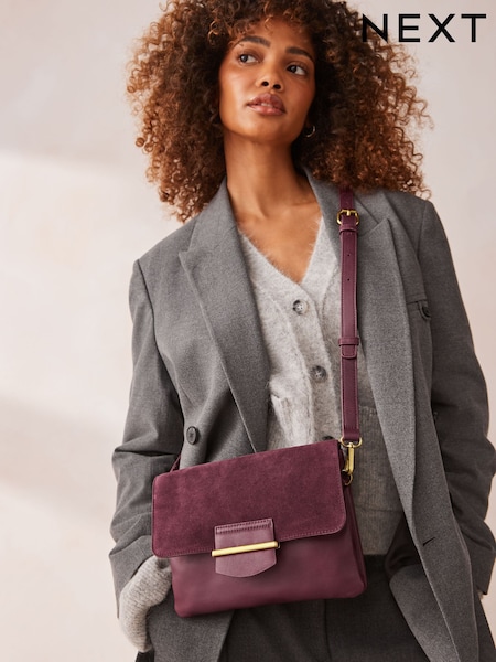 Burgundy Red Leather Cross-Body Bag (E54318) | AED117