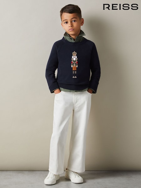 Reiss Navy Bowden 3-9 yrs Intarsia Knit Nutcracker Jumper (E54460) | €30