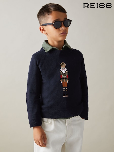 Reiss Navy Bowden 9-13 yrs Intarsia Knit Nutcracker Jumper (E54462) | €73