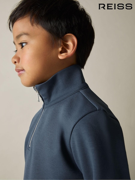 Dunkles Diesel Blue - Reiss Ethan Interlock Jersey Sweatshirt mit halbem Reißverschluss (E54463) | 61 €