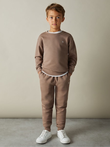 بني فاتح - Reiss Avery Cotton-Blend Sweatshirt and Joggers Set (E54466) | ‏187 د.إ.‏