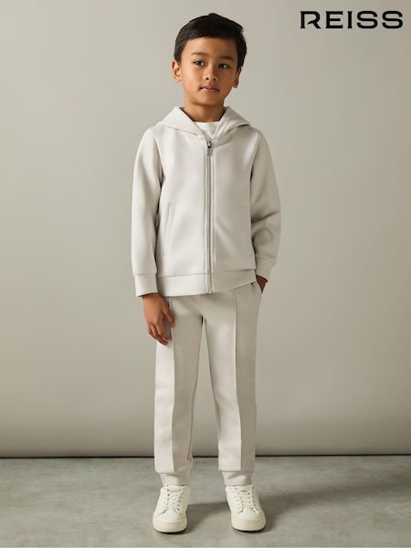 Reiss Cement Harrison 9-13 yrs Zipped Interlock-Jersey Hoodie (E54512) | €70