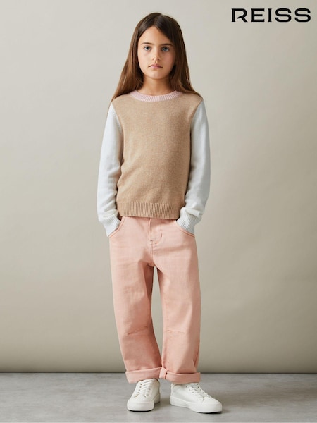 Camel - Reiss Audrey Wool Blend Striped Crew Neck Jumper (E54513) | 50 €