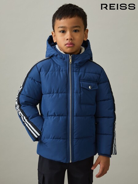 Reiss Airforce Blue Walters 3-9 yrs Fleece-Collar Quilted-Shell Jacket (E54522) | ₪496