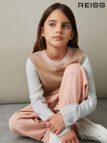 Camel - Reiss Audrey Wool Blend Striped Crew Neck Jumper (E54523) | 55 €