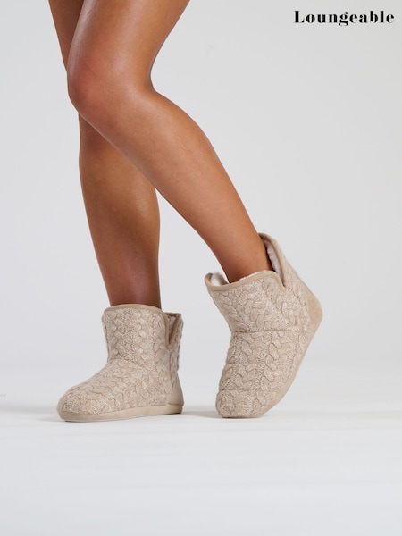 Loungeable Brown Marl Cable Bootie (E54691) | R$ 180