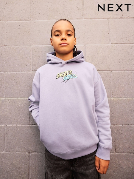Lilac Purple Back Print Older Boys Graphic Cross-Over Hoodie (3-16yrs) (E54700) | €27 - €35