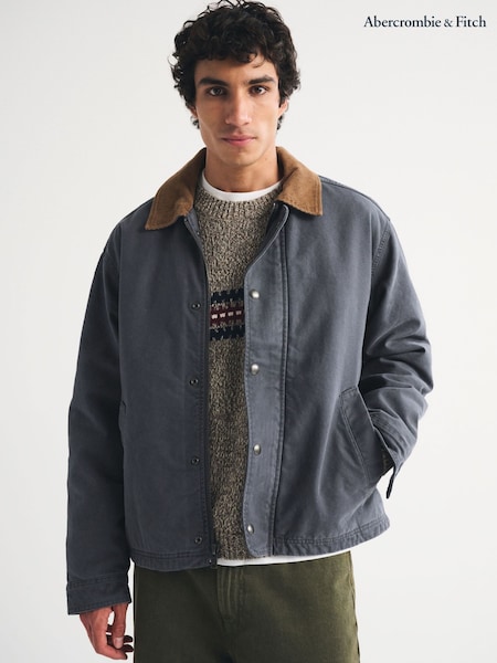 Blue - Regular Abercrombie & Fitch Indigo Washed Canvas Worker Jacket