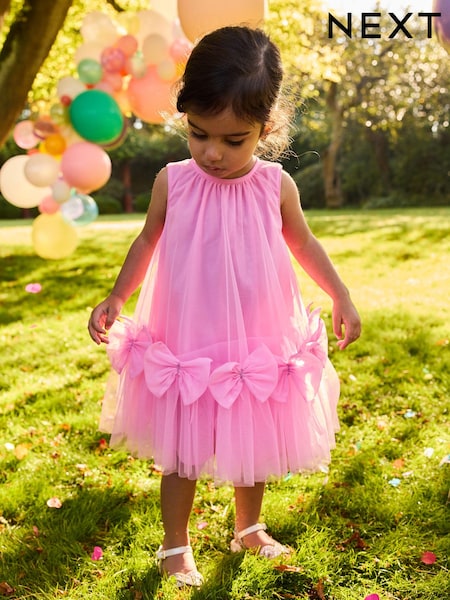 Pink Sleeveless Bow Mesh Dress (3mths-7yrs) (E54783) | $22 - $28