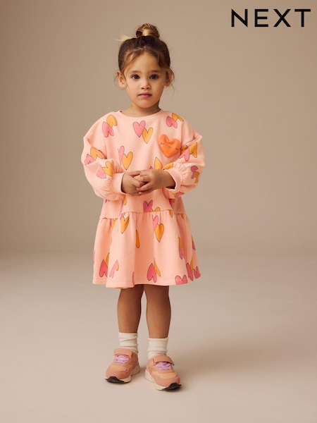 Orange Heart Character Long Sleeve Sweat Dress (3mths-7yrs) (E54801) | $16 - $19