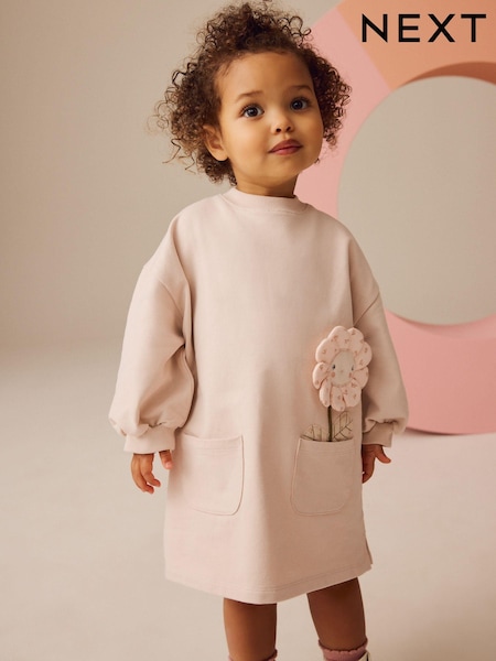Oatmeal Floral Character Long Sleeve Sweat Dress (3mths-7yrs) (E54803) | R$ 110 - R$ 125