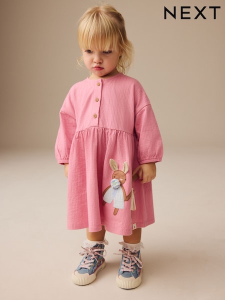 Розовый с кроликами - Long Sleeve Jersey Dress (3mths-7yrs) (E54807) | 6 700 тг - 8 040 тг