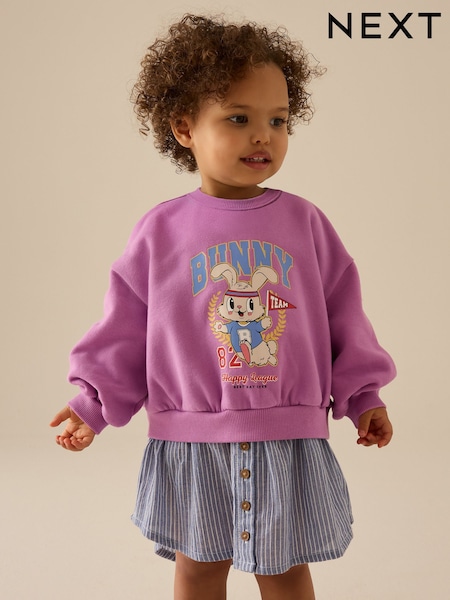 Modrá/Růžová králíček - Long Sleeve Shirt Sweat Dress (3mths-7yrs) (E54808) | 455 Kč - 530 Kč