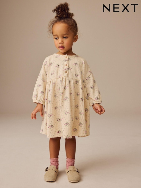 Neutral Long Sleeve Jersey Dress (3mths-7yrs) (E54810) | €14 - €17