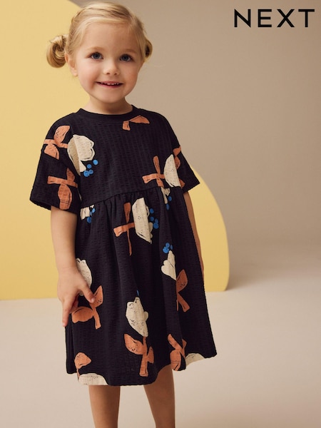 Black/White Short Sleeve Summer Dress (3mths-7yrs) (E54814) | €8 - €11