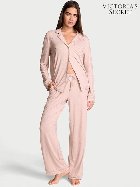 Victoria's Secret Pink Zinc Foil Heart Dot Modal Long Pyjama Set (E54906) | €68