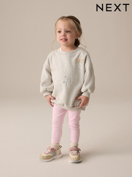 Pink Floral Embroided Sweatshirt and Leggings Set (3mths-7yrs) (E54937) | AED53 - AED67