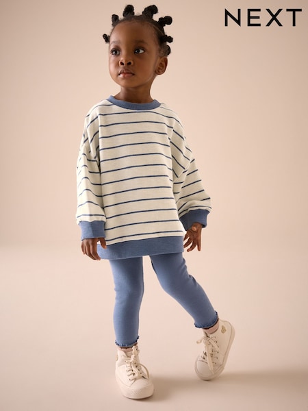 Blue Stripe Sweatshirt and Leggings Set (3mths-7yrs) (E54944) | €7.50 - €10
