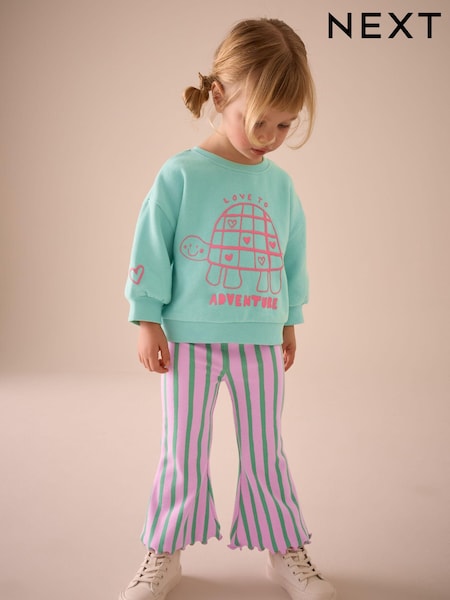 Turkizno modra črtast; progast - Sweatshirt And Flare Leggings Set (3mths-7yrs) (E54950) | € 17 - € 22